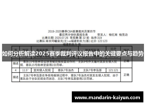 如何分析解读2025赛季裁判评议报告中的关键要点与趋势